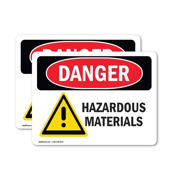 Signmission Hazardous Materials Danger Sign, Vinyl Decal, 10in W x 7in L, 2PK OS-2PACK-DS-D-710-L-1315 - main